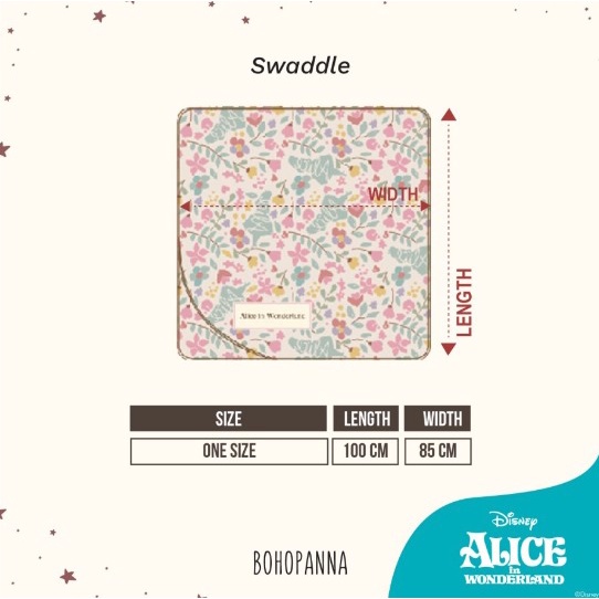 BOHOPANNA x Disney Alice in Wonderland Swaddle | Bedong Bayi