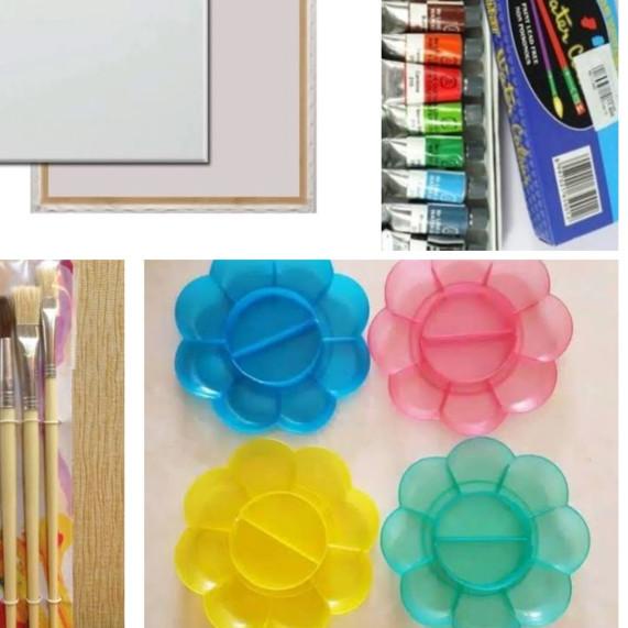 

Paket Lukis Kanvas (kanvas 20x20+kuas+palet+cat air) - paket kanvas