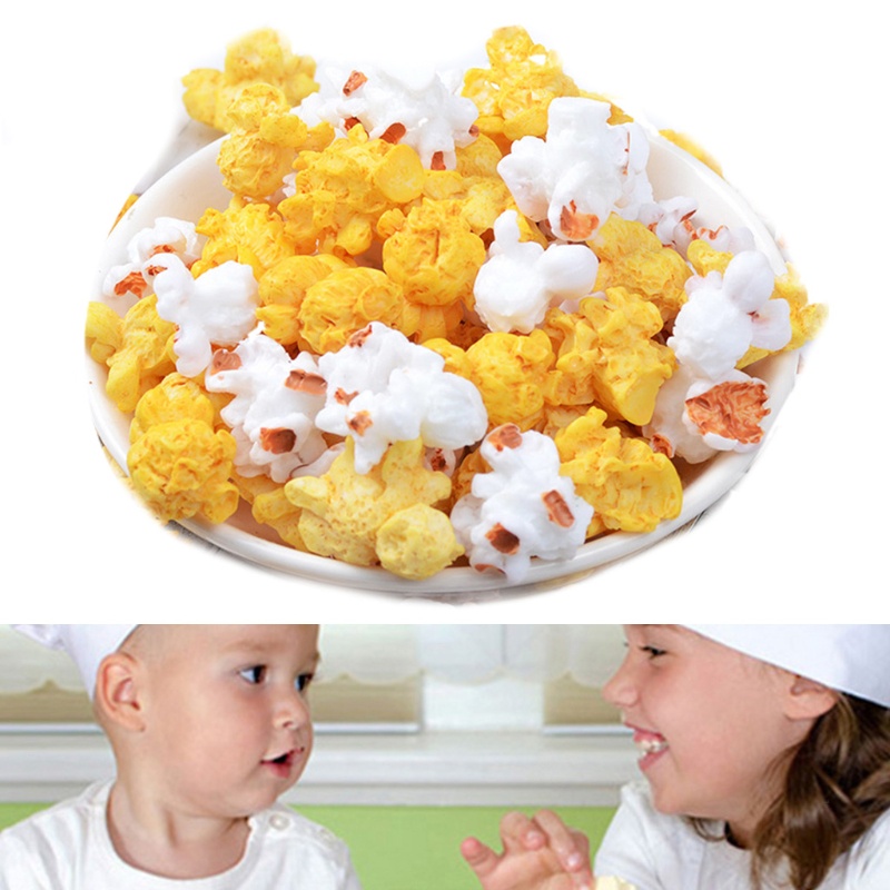 Mary 60-Piece Popcorn Plastik Miniatur Resin Dekorasi Popcorn Buatan Warna Campur Untuk Dekorasi Gantungan Kunci Rumah Boneka Diyatio