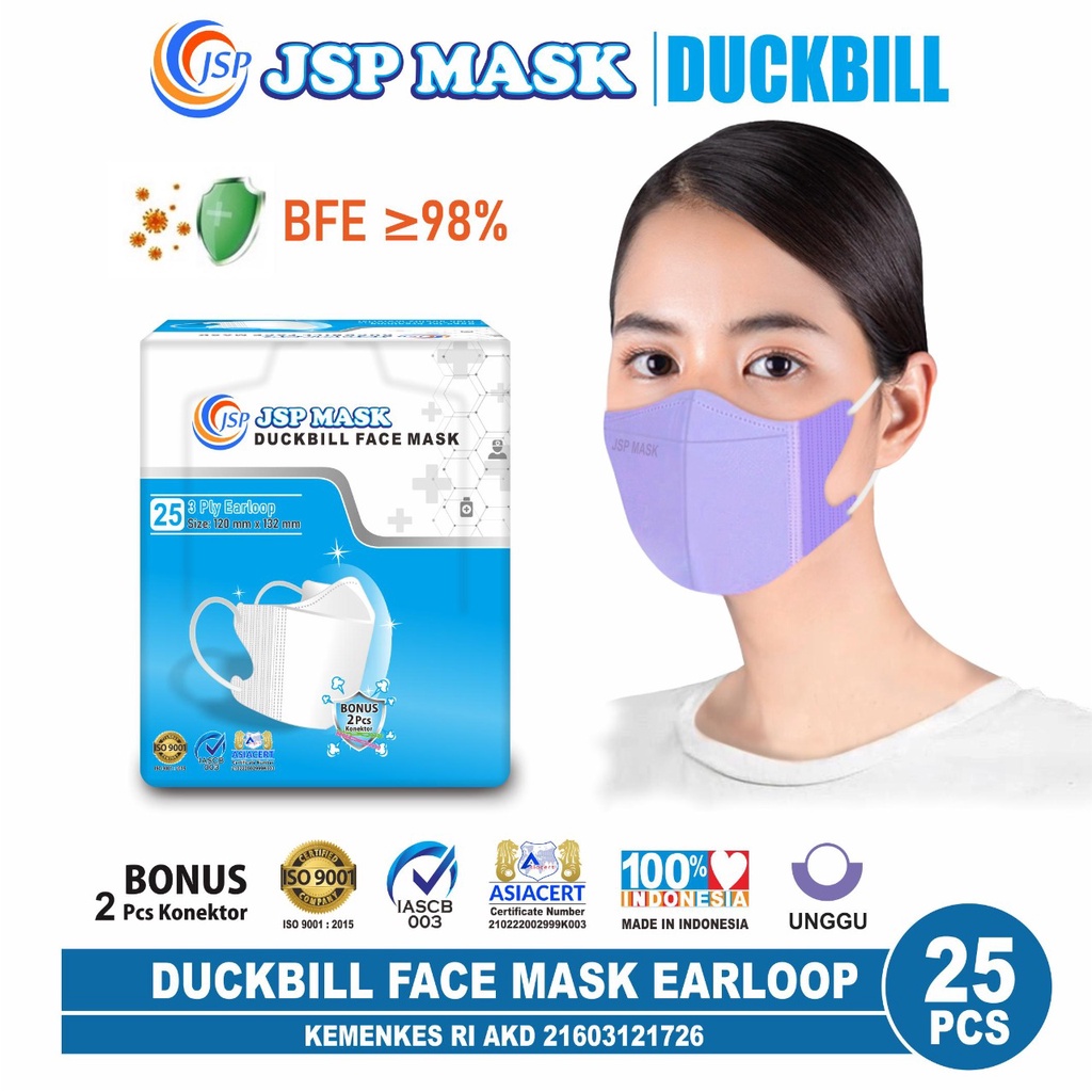 Masker Medis JSP/ Masker  Duckbill JSP Isi 50 FREE 5 KONEKTOR SM11/MASKER MERAH PUTIH/MASKER SRIES KEMERDEKAAN