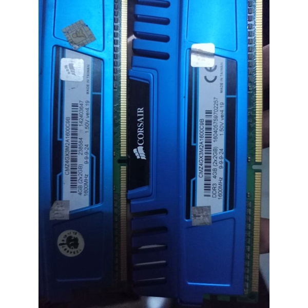 longdim/ ram pc corsair ddr3 pc 1600mhz 2x2(4gb) garansi resmi not so dim ram 8gb/16 gb