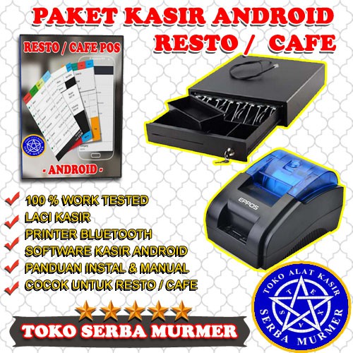 Paket alat mesin kasir software program aplikasi POS Android Resto Cafe kedai bebas biaya selamanya