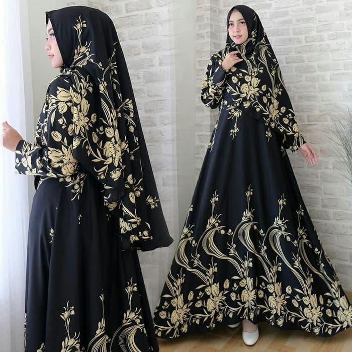 Gamis Tifa Syari N1Busui Jumbo Bahan Baloteli Fit To Xl - Biru
