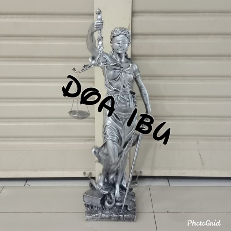 

best seller patung dewi keadilan silver ukuran 70cm ready stock