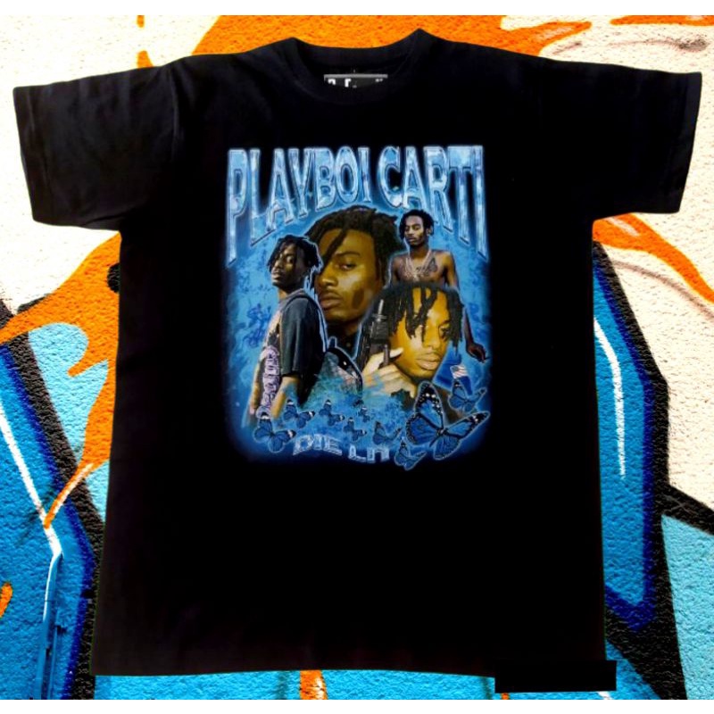 Playboi Carti Rap Tee /Kaos Musik Rap Rapper Hip-Hop Playboi Carti Die Lit Oversize Unisex