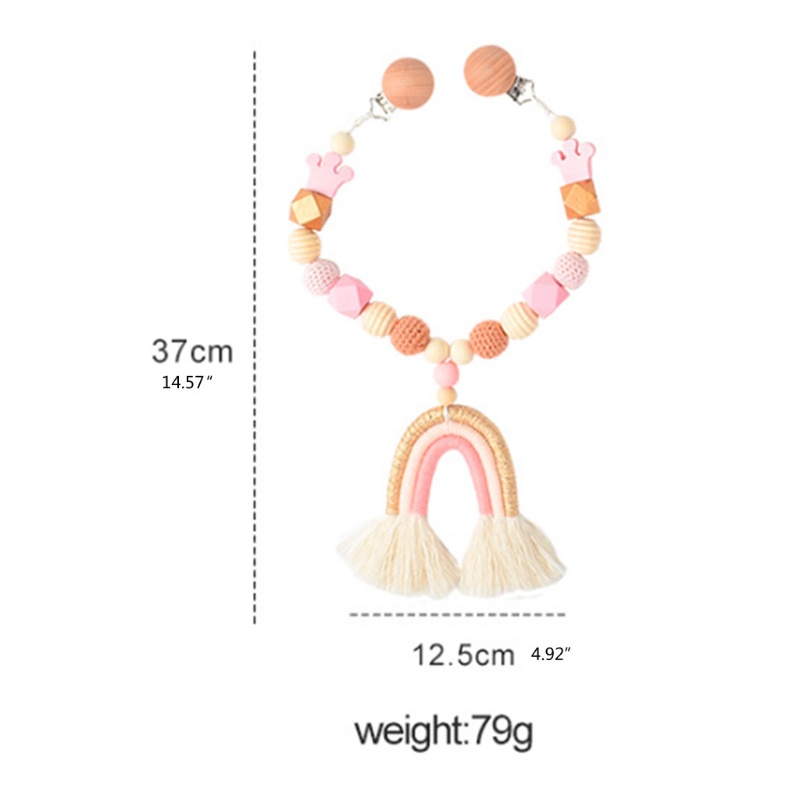 Mary 1Pc Mainan Rattle Teether Kayu Warna Pelangi Untuk Bayi