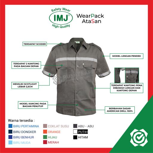 Baju Safety Atasan Lengan Pendek Wearpack IMJ Jumbo 3XL-6XL