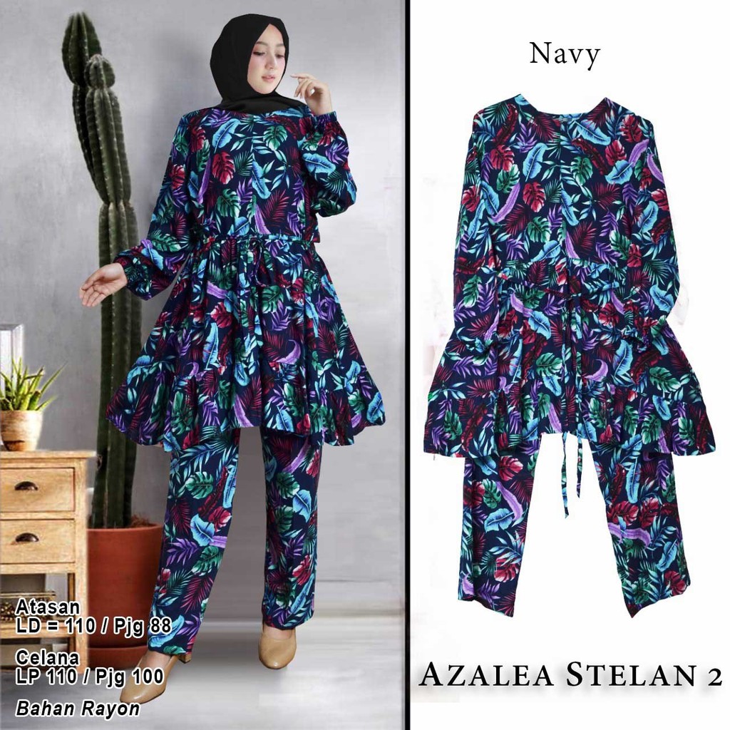 Arnis Stelan Azalea 2 Bahan Katun Rayon Daun Busui Friendly