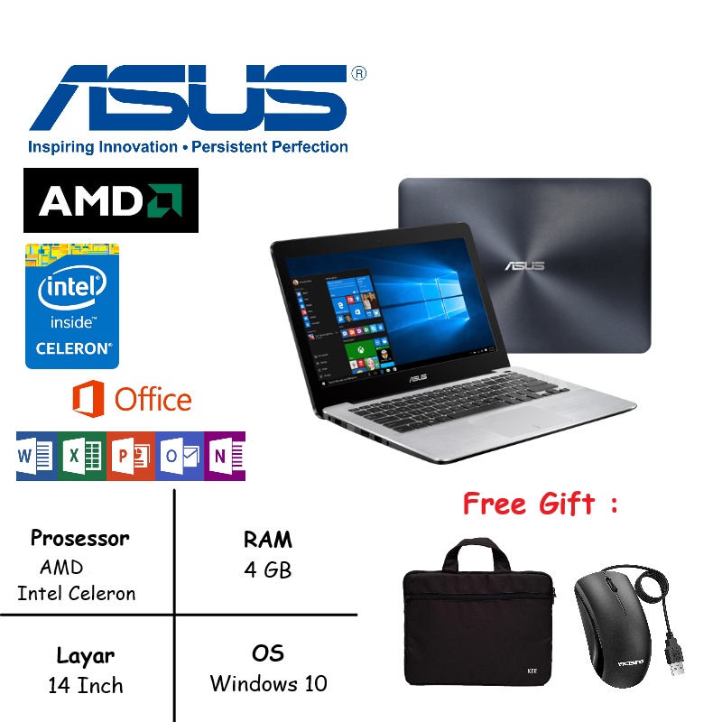 [TERMURAH] LAPTOP ASUS INTEL DUAL-CORE / AMD RAM 8GB SSD WINDOWS 10