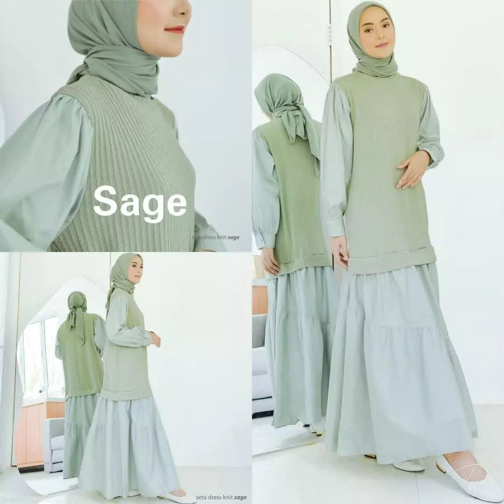 Ameena Dress Bahan Knit Mix Katun / Gamis Kondangan / BAJU DEWASA MURAH TERBARU 2022 / Dress Wanita