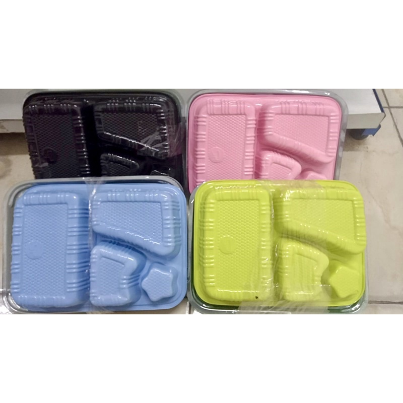 Mika Bento Sekat 4 Plastik Warna / Tray Bento Sekat 4