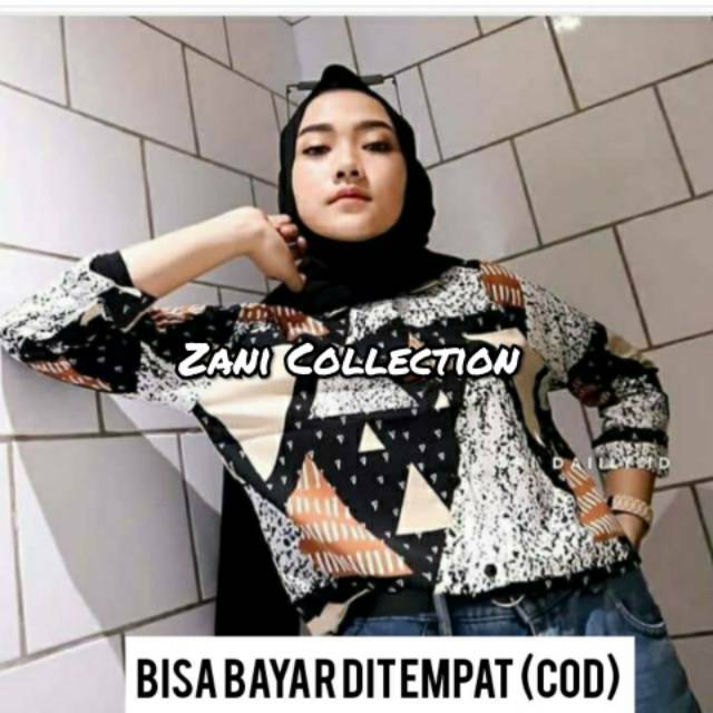  Setelan  Monalisa  Ori Motif PRISMA BLACK dan Celana  Baggy  