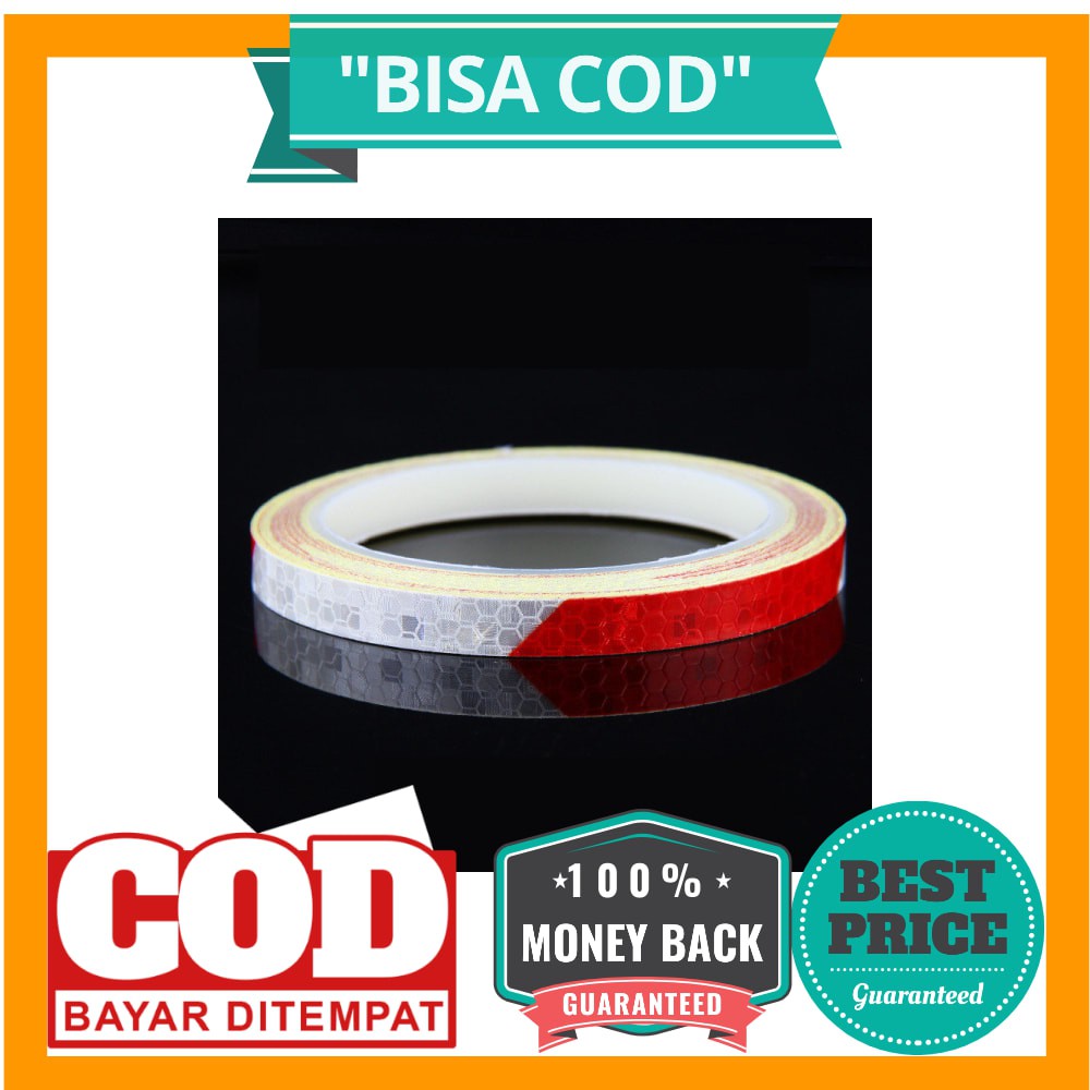 BISA COD DUUTI Reflective Tape Adhesive Stiker Sepeda MTB Bike 800x1CM - MT800 - White/Red