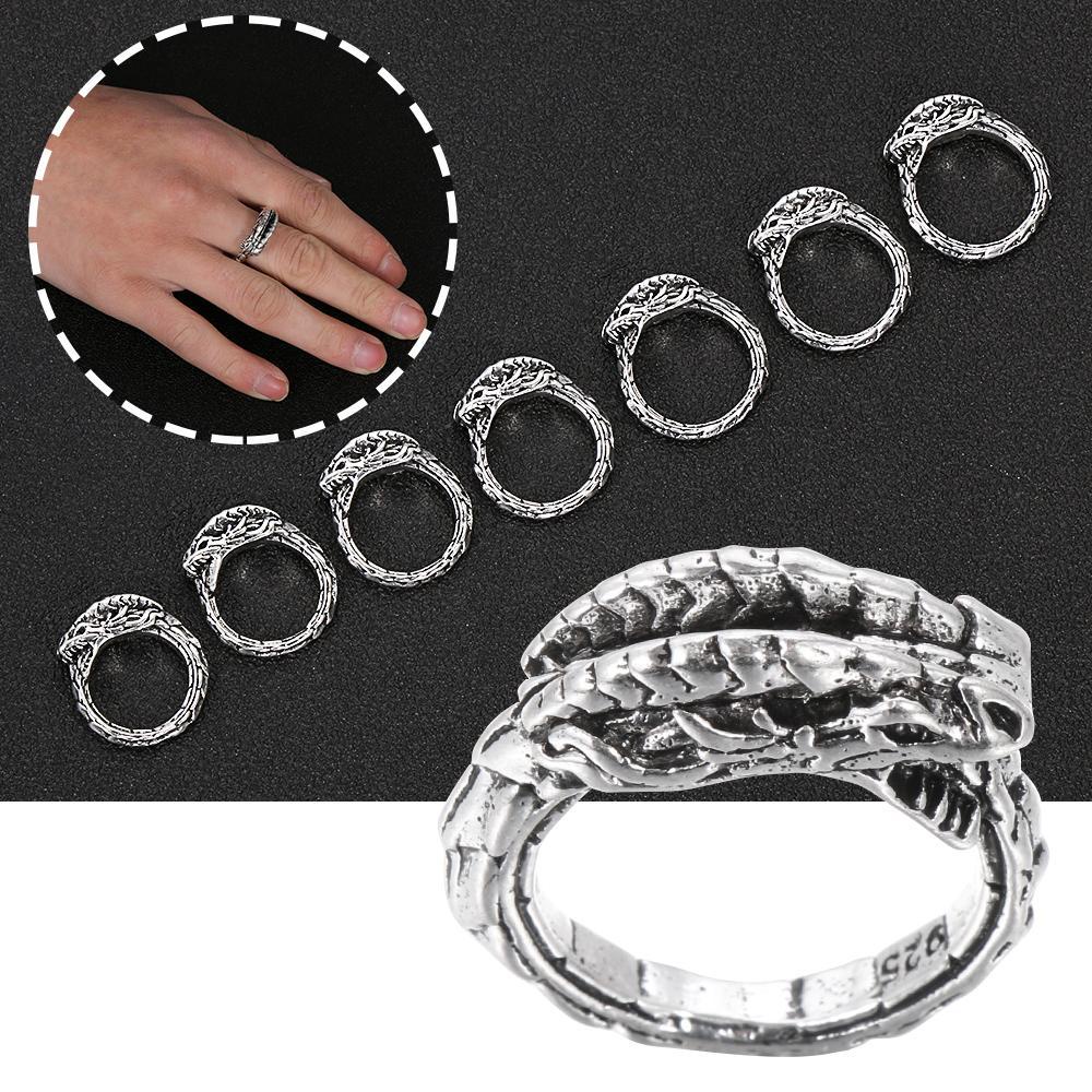 R-flower Cincin Terbuka Adjustable Model Naga Gaya Gothic Rock Untuk Unisex / Pria / Wanita