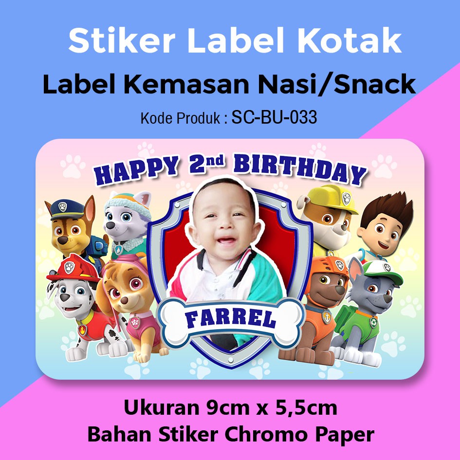 Stiker Label Ulang Tahun Anak Sticker Nasi Bento Souvenir Paw Patrols Shopee Indonesia