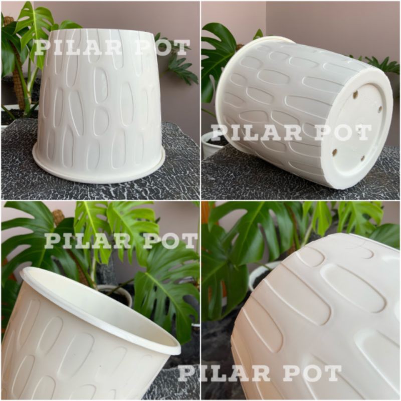 pot bunga tanaman motif kacang putih 15cm - tabitha pk 15 putih