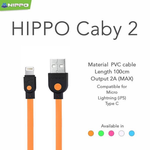 Kabel Data Hippo Caby 2 Lightning 200 cm Iphone 5 6 7 8 X Plus Ipad Mini 2 3 Charger
