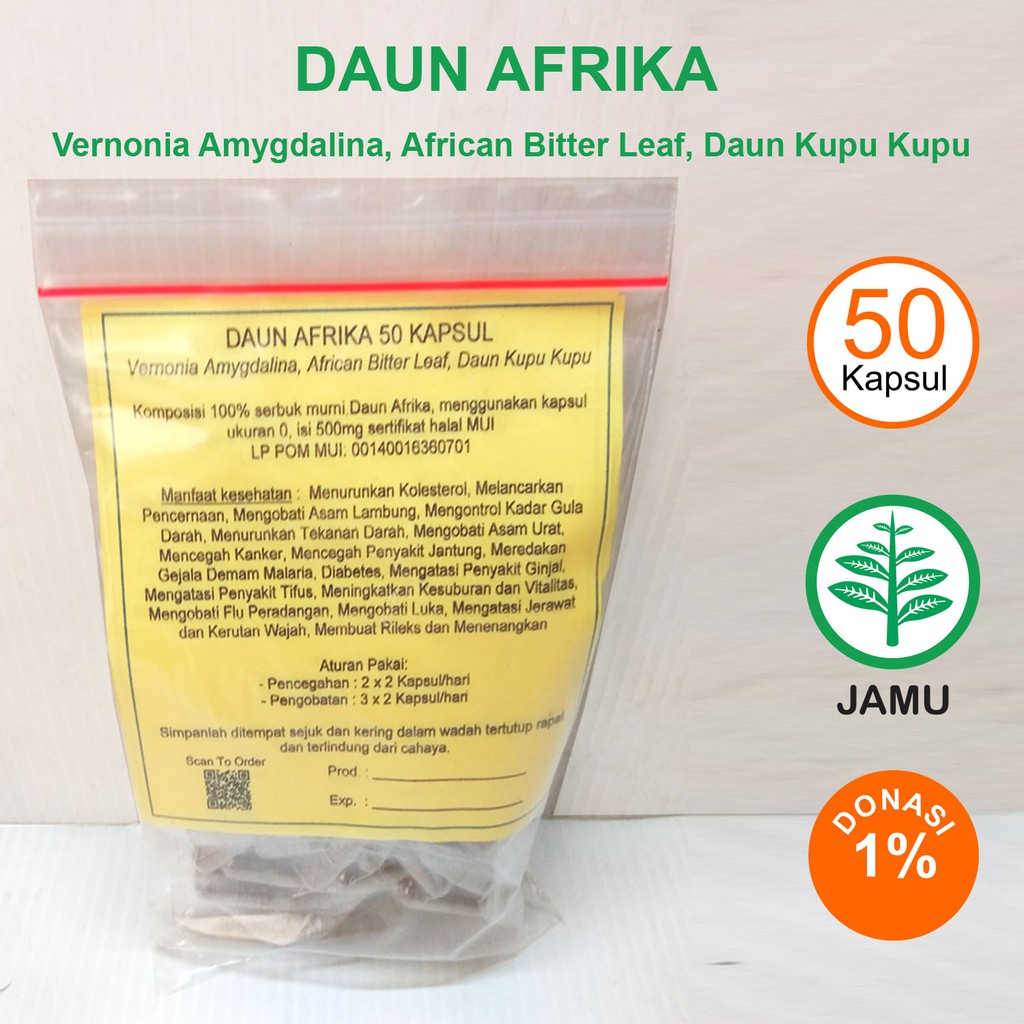 

DAUN AFRIKA KAPSUL Herbal Kesuburan Vitalitas Asam Lambung Diabetes Tifus Menenangkan