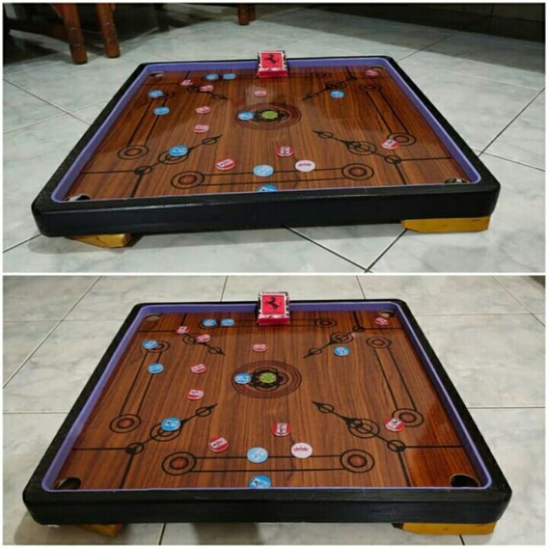 Meja Karambol Kayu Bonus Koin - Mainan Krambol Board Game Anak Laki Perempuan