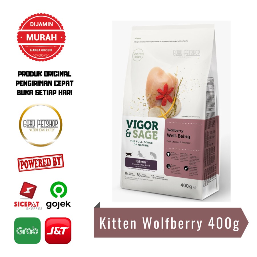 Vigor &amp; Sage Wolfberry Wellbeing Kitten 400 Gr Vigor Sage Kitten