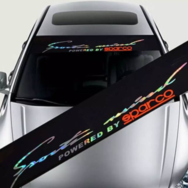 Stiker kaca depan belakang mobil hologram sport mind