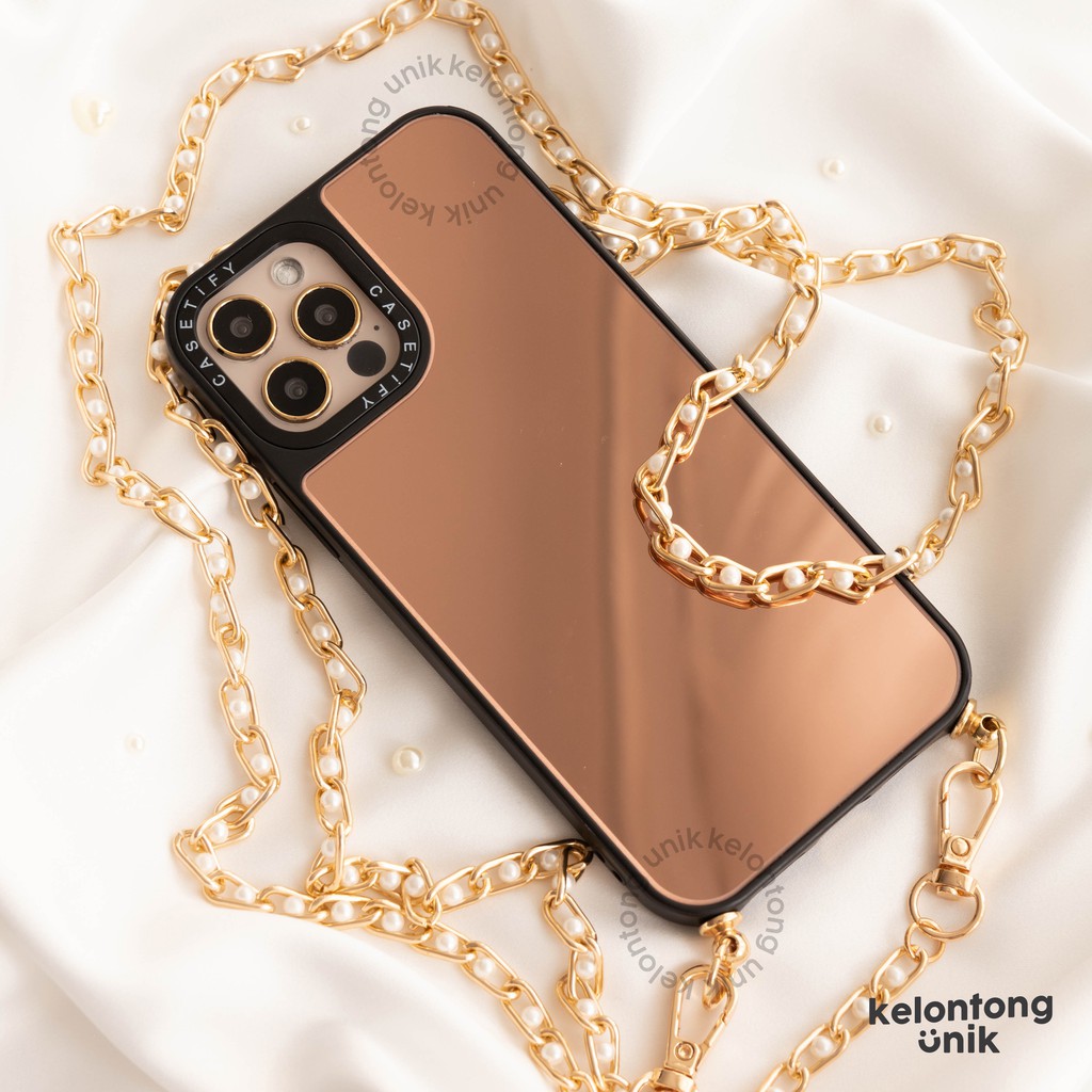 (Seri 1) For iPhone - Casetify Mirror Lanyard Rantai Case/ Sling Case Tali