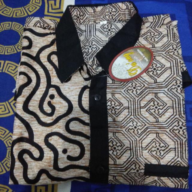 Tey-17 Batik Pria Asj Sa Hrb026 Kenongo Kemeja Batik Panjang Pekalongan Padi M L Xl Sogan Tulis