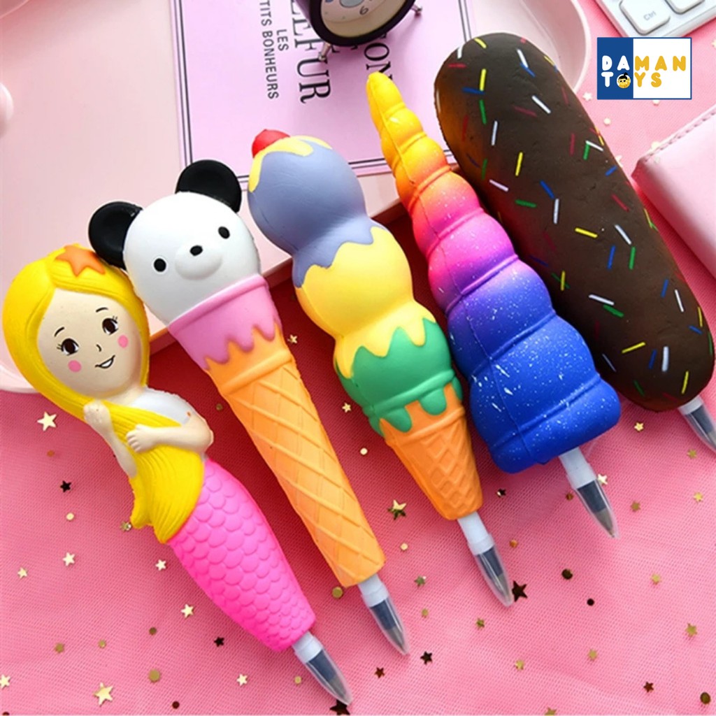 Squishy - Squishy Karakter Murah - Pencap Squishy - Pena Parakter, unicorn, mermaid, ice cream