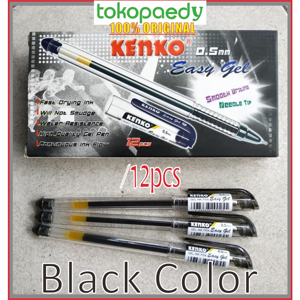 

[PERLUSIN] Pulpen KENKO Easy Gel 1box(12pcs) -HITAM /BLACK