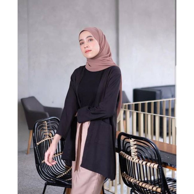 𝐊𝐈𝐑𝐀𝐍𝐈 Cardigan Long Outer Polos Saku Outerwear Cardigan Wanita