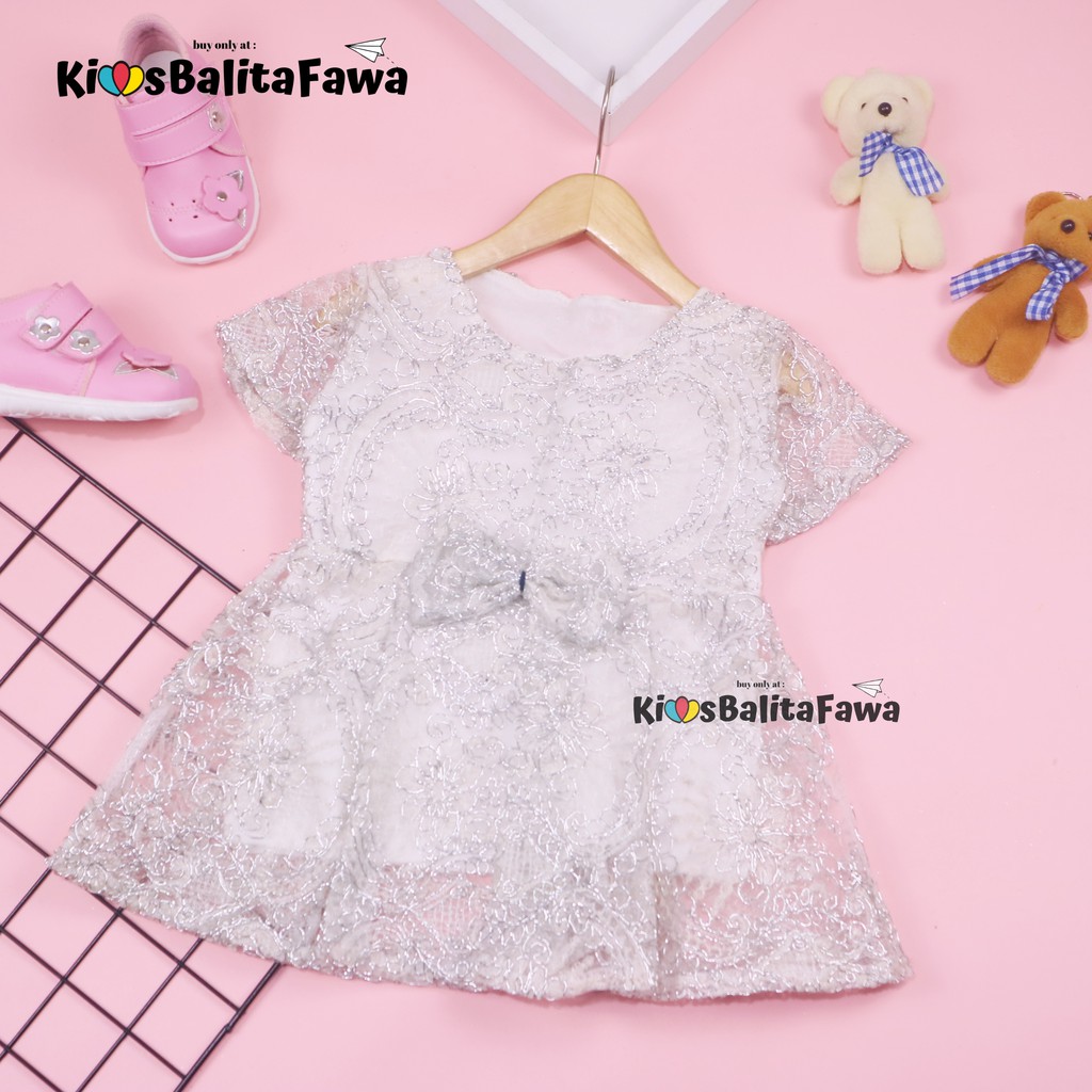 Dress Icha Brukat uk 6-12 Bulan / Dres Anak Perempuan Brukat Kondangan Gaun Pesta Baju Lengan Import Cewek