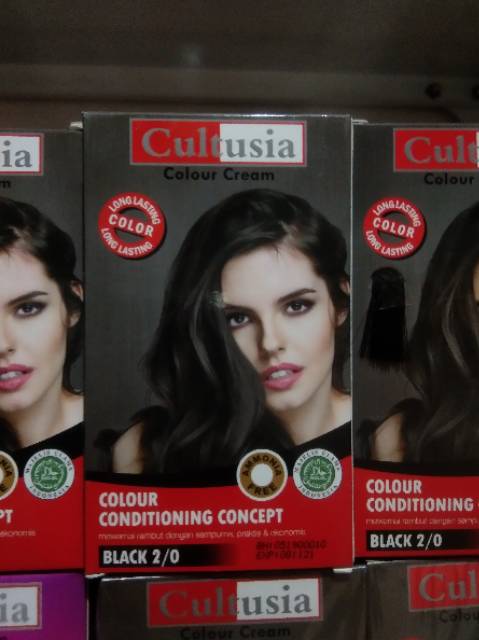 CULTUSIA Hair Color Colour Cream Pewarna Cat Rambut AMMONIA abu abu. 0-77 pewarna rambut instan