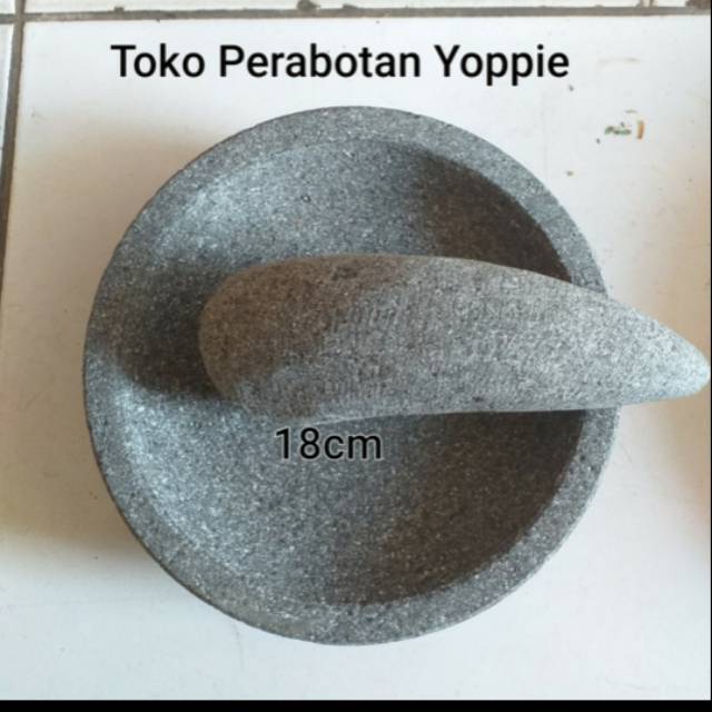 Cobek batu asli 18 cm - ulekan batu - coet batu - ulekan sambel