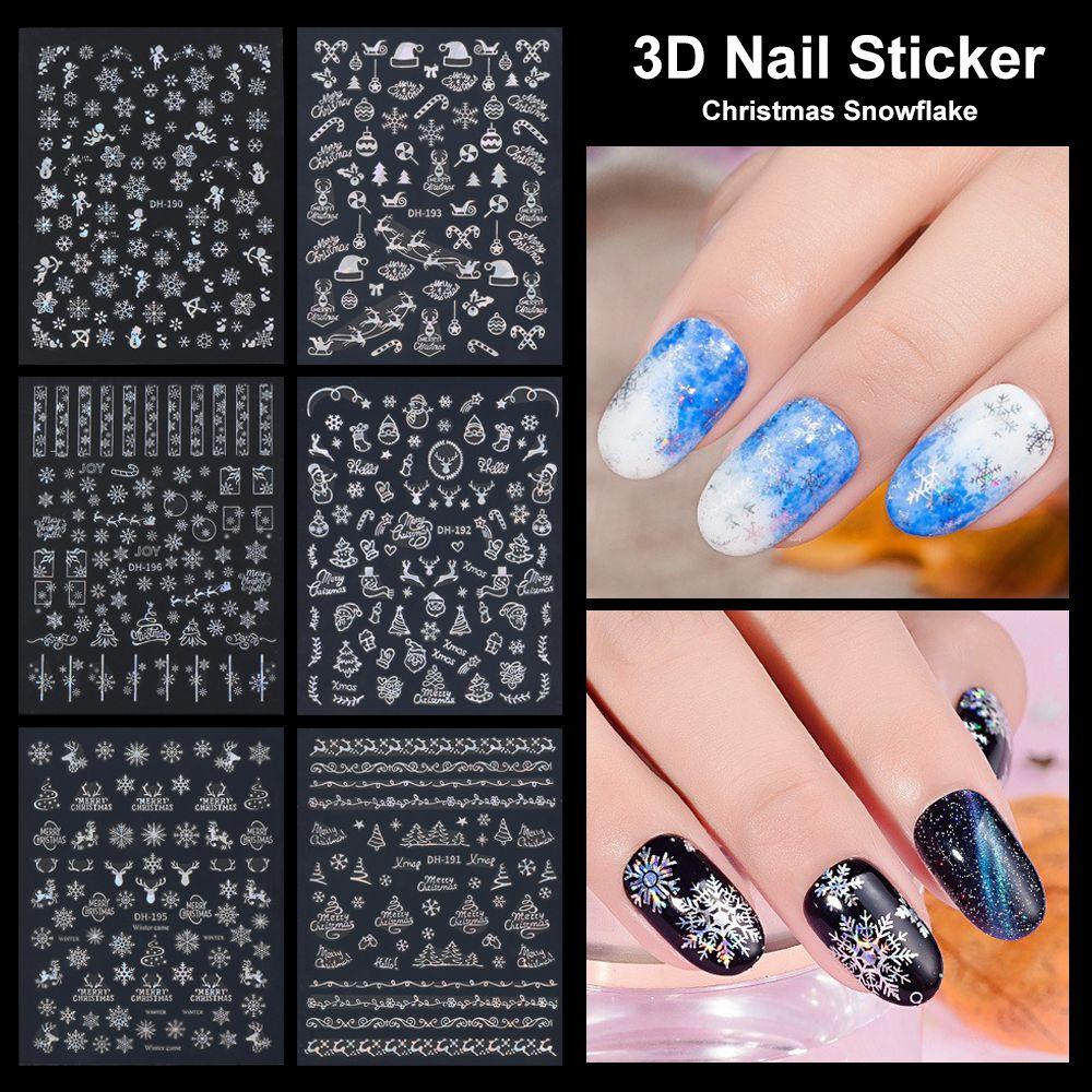 Solighter Stiker Kuku Wanita Nail Tips Merry Christmas Elk