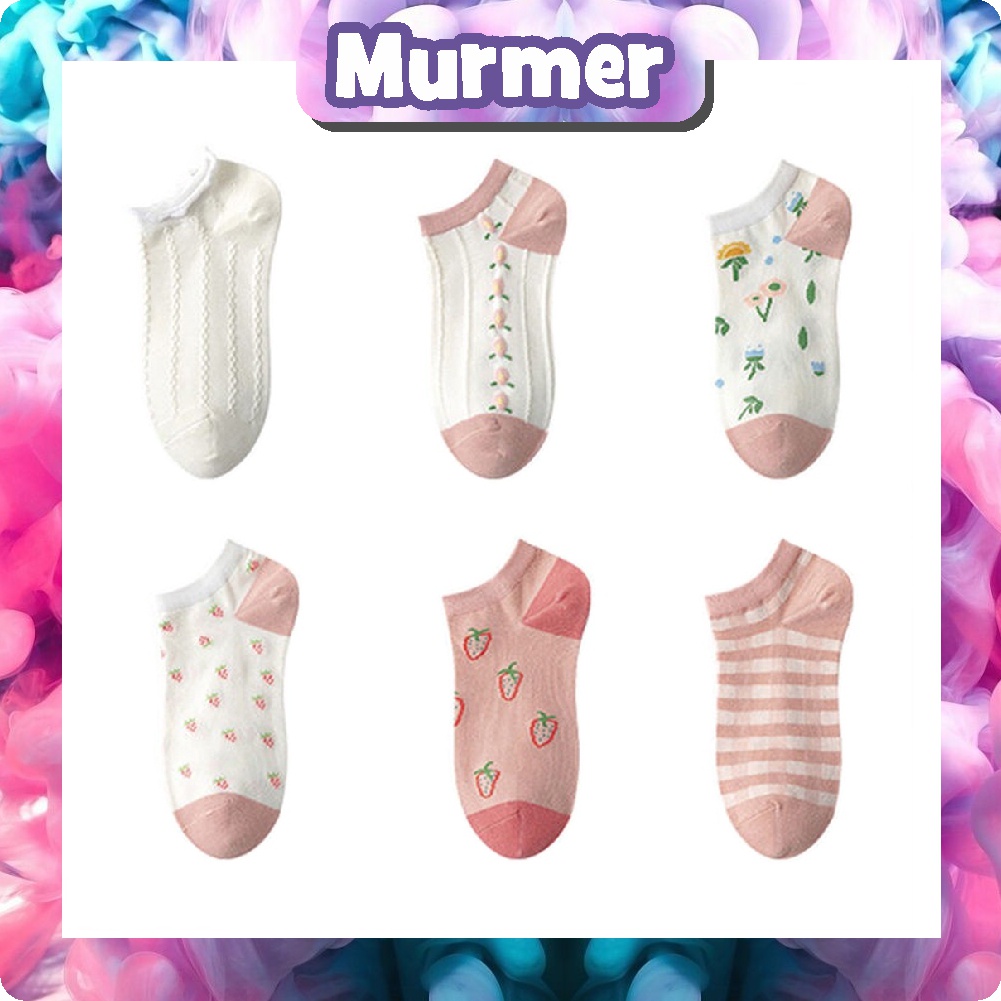 MurmerOfficial Kaos Kaki Motif Lucu Warna Soft Kaoskaki Pendek Korea Sock Import Fashion Wanita K001