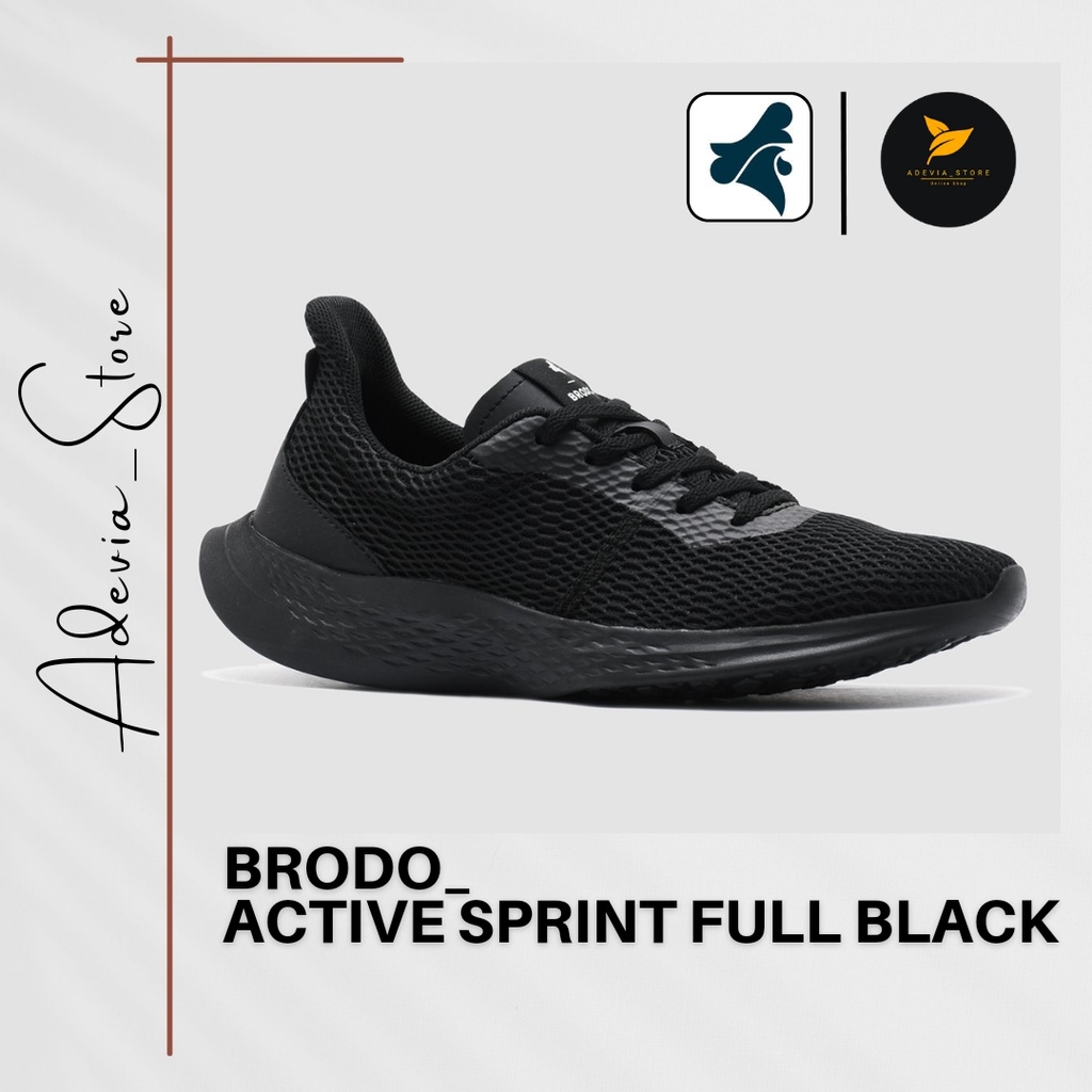 Sepatu Running / Olahraga Brodo_Active Sprint Warna Full Black Original