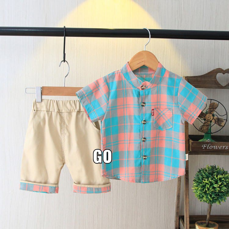 gos SET KEMEJA VICTOR EBV Setelan Kemeja Bayi Laki-laki Lengan Pendek