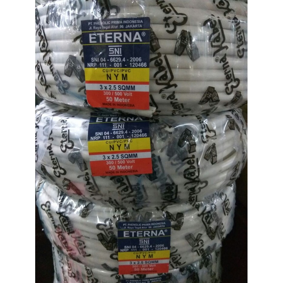 Kabel Listrik Kawat NYM 3 x 2.5 3 x 2,5 3x2,5 3x2.5 Eterna 100meter Kabel NYM 3 x 2,5mm 3 x 2.5mm 3x
