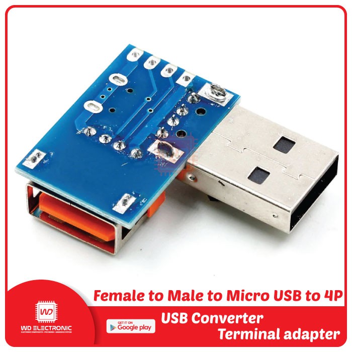 USB Converter Female to Male to Micro USB to 4P Terminal Adapter