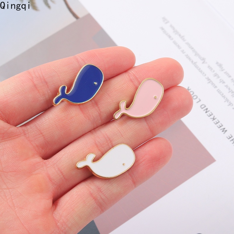 Bros Pin Enamel Desain Kartun Whale Ocean Whale Bahan Alloy Untuk Ransel Pakaian Wanita