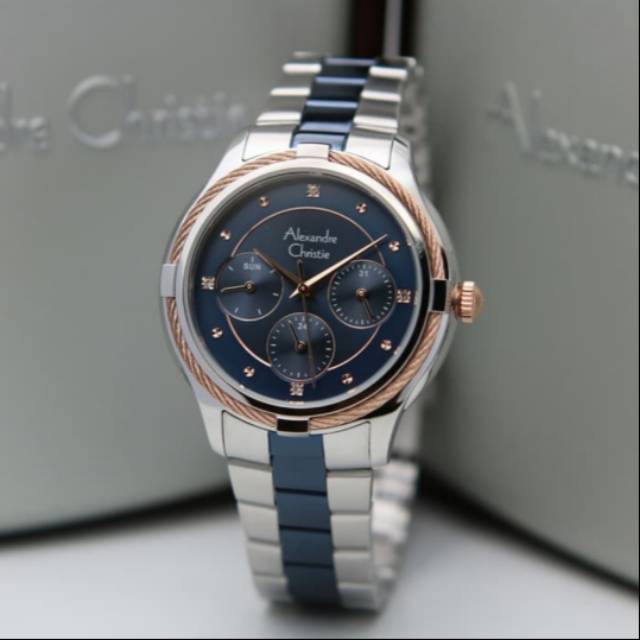 Jam wanita Alexandre christie AC2844 silver biru