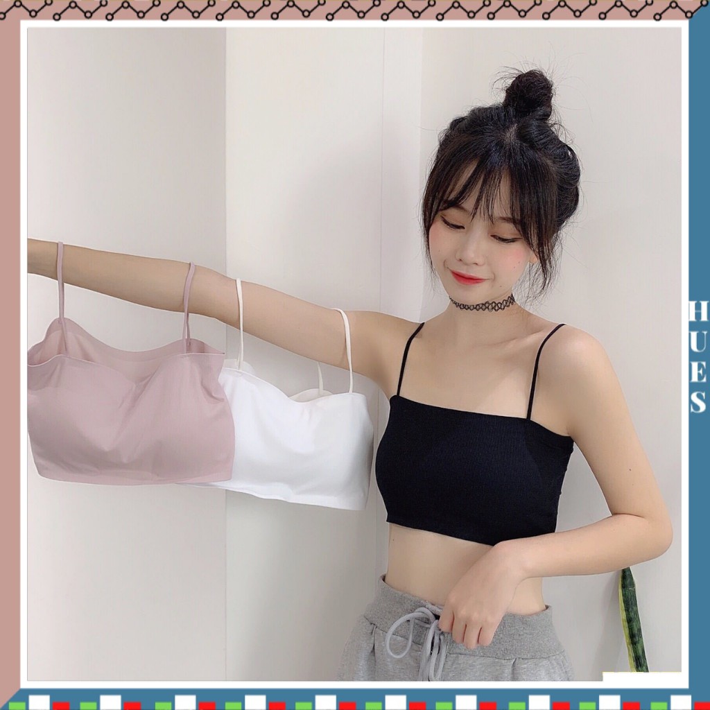 HUES.ID Bra Wanita  Crop Top Bra Ice Silk SeamlessBra Bralett BH Tanpa Kawat Fitnes Senam 1005