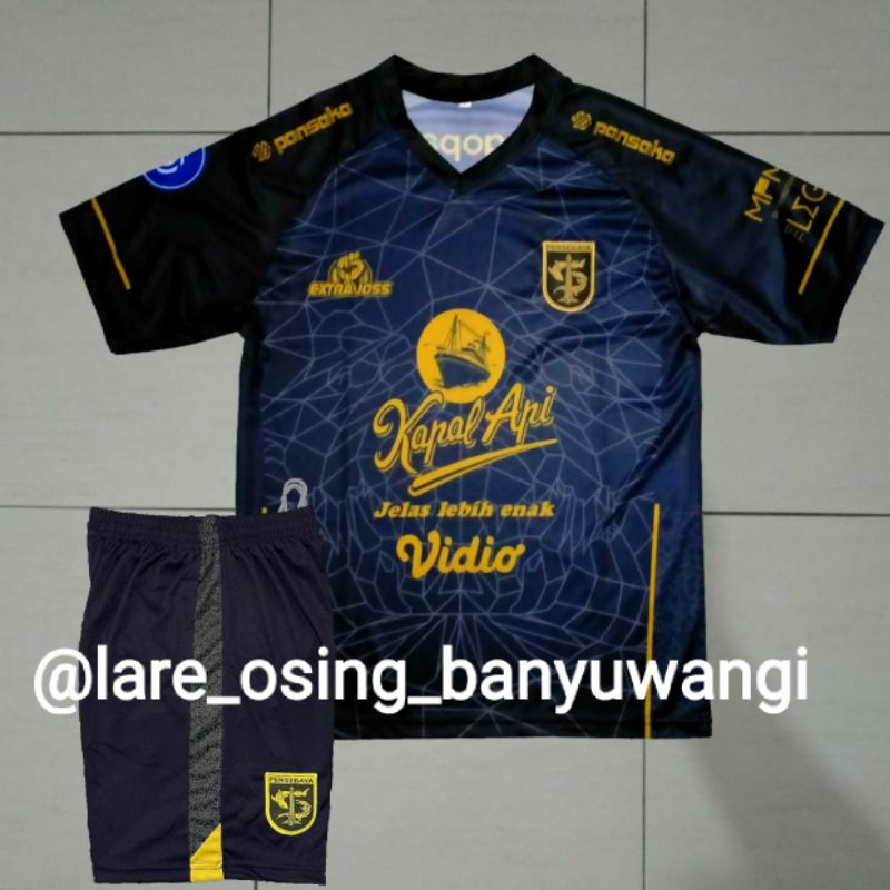 JERSEY PERSEBAYA ALTERNATE 2021 - 2022 BRI LIGA 1 GOLD HITAM 3RD PRINTING JERSEY CELANA LOKAL