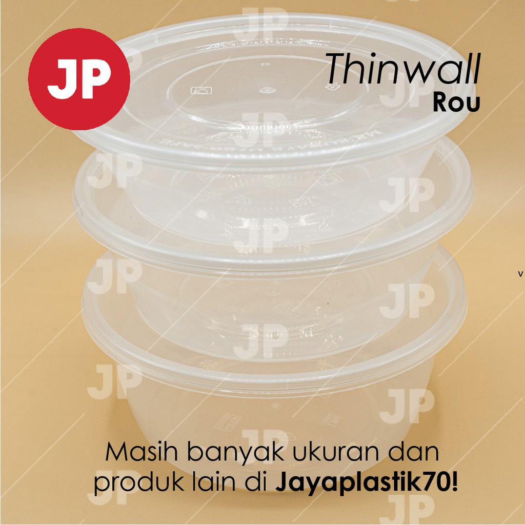 Mangkok Plastik  Thinwall Bulat Datar ROU 1000ml (ISI 5)