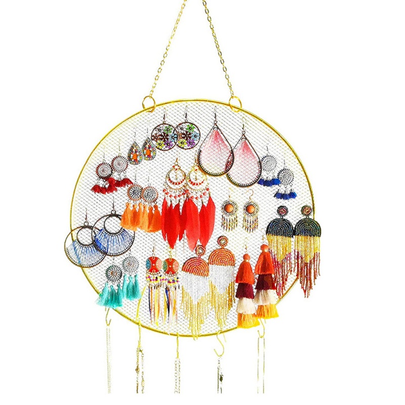 SIY  Round Grid Shape Earring Holder Wall Hanging Exquisite Jewelry Display Stand DIY