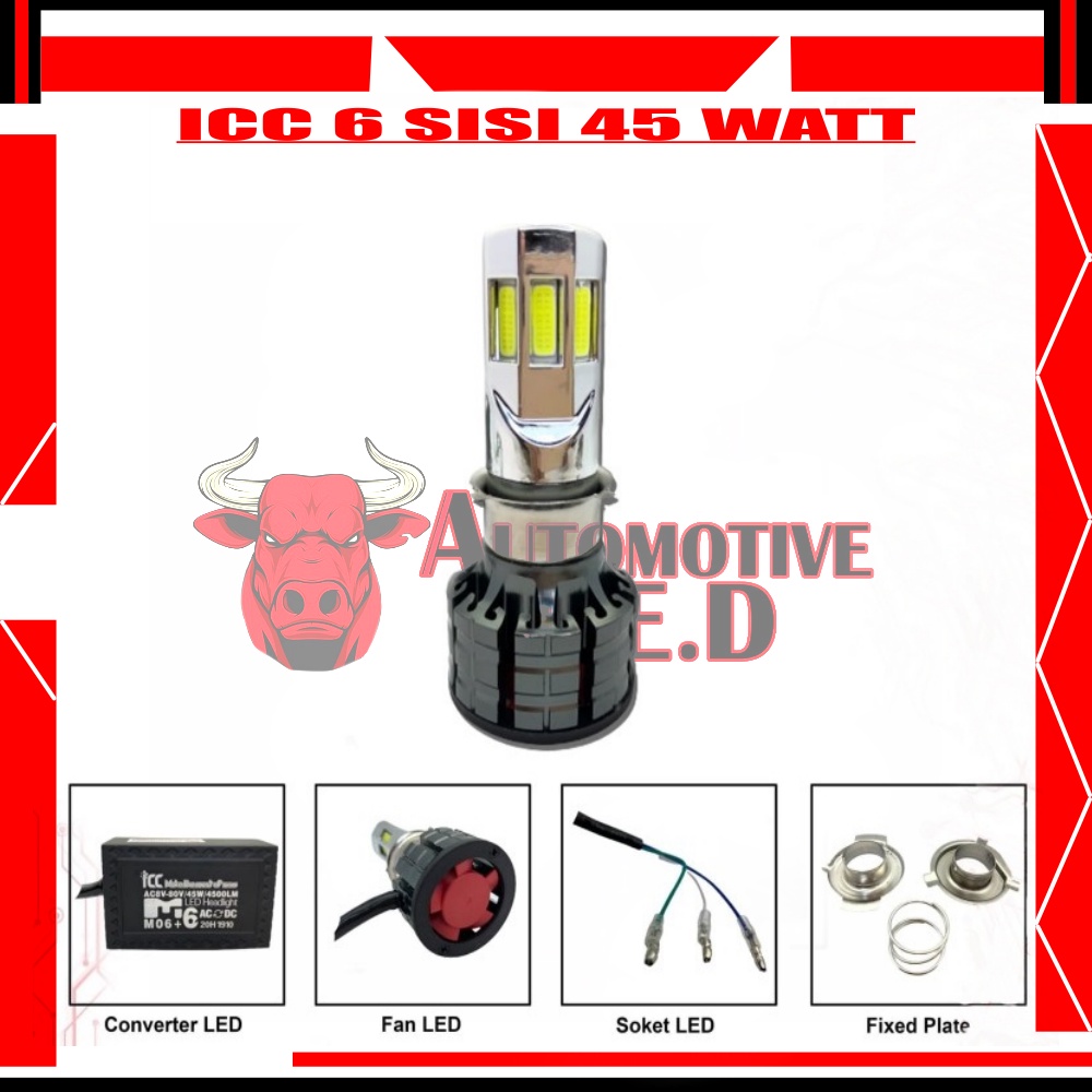 LAMPU LED 6 SISI MERK RTD ORIGINAL  | LAMPU LED MOTOR H6 H4 AC DC ICC 6 MATA ORIGINAL | RTD 6 SISI-3