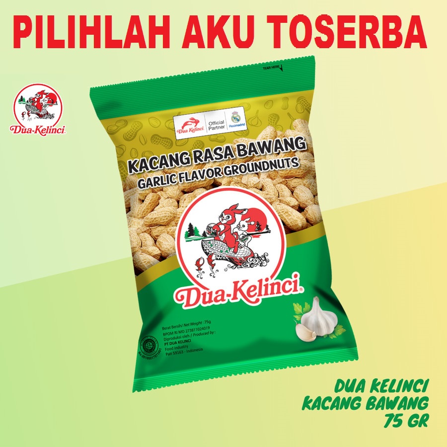 KACANG KULIT RASA BAWANG DUA KELINCI 75 GR - ( HARGA PER BUNGKUS )