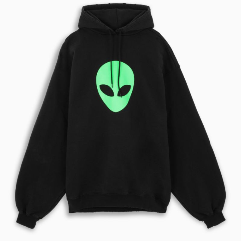 S - XXXXXL(6XL) Hoodie Black ALIEN Jaket Sweater Loose Long Sleeve BIGSIZE OVERSIZE Unisex 5XL 4XL 3XL 2XL XL L Jumbo