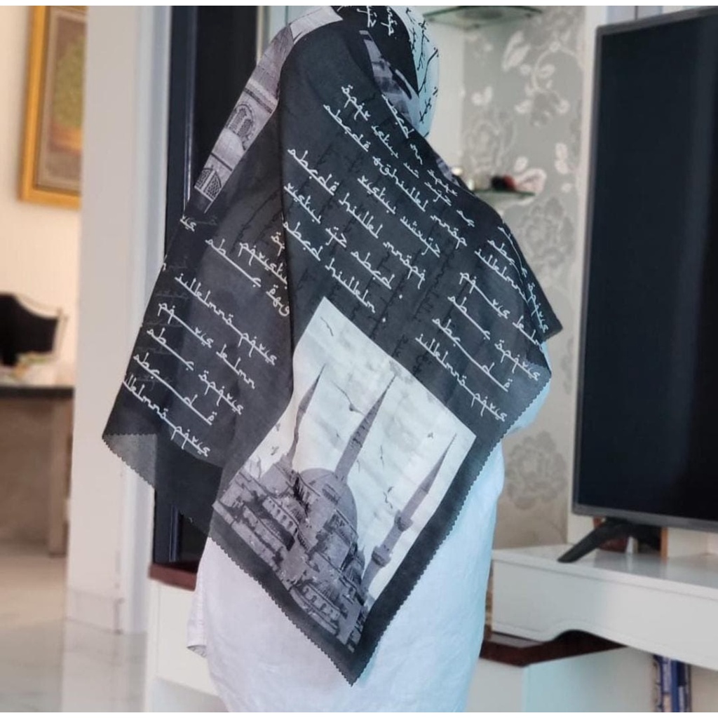 (ORIGINAL) Hijab Voal Segiempat Motif Koran Arab / Hijab Lasercut Segiempat Arab Series // SEGIEMPAT