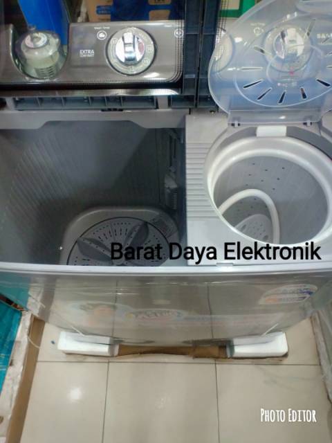 Sanken Mesin Cuci Tabung 2 TW-1127GSL Mesin Cuci 2 Tabung Kapasitas 11 kg Low Watt 250 Watt